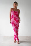 Fjorna | Women's Maxi Dress Pink Floral Mesh Polyester 4