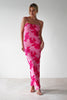Fjorna | Women's Maxi Dress Pink Floral Mesh Polyester 4