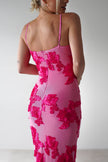 Fjorna | Women's Maxi Dress Pink Floral Mesh Polyester 5