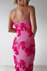 Fjorna | Women's Maxi Dress Pink Floral Mesh Polyester 5