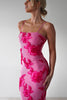 Fjorna | Women's Maxi Dress Pink Floral Mesh Polyester 6