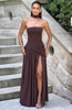 Fjorna | Women's Maxi Dress Plum Brown Non-Stretch Crepe with Thigh-High Split 6