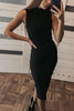 Fjorna | Women's Midi Dress Black Plus Size Polyester High Neck 2