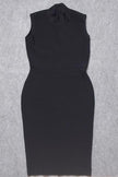 Fjorna | Women's Midi Dress Black Plus Size Polyester High Neck 7