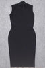 Fjorna | Women's Midi Dress Black Plus Size Polyester High Neck 7