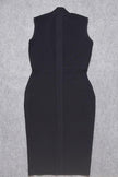 Fjorna | Women's Midi Dress Black Plus Size Polyester High Neck 8