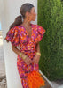 Fjorna | Women's Midi Dress Multi Color Size M Satin 0
