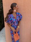 Fjorna | Women's Midi Dress Multi Color Size M Satin 1