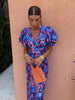 Fjorna | Women's Midi Dress Multi Color Size M Satin 2