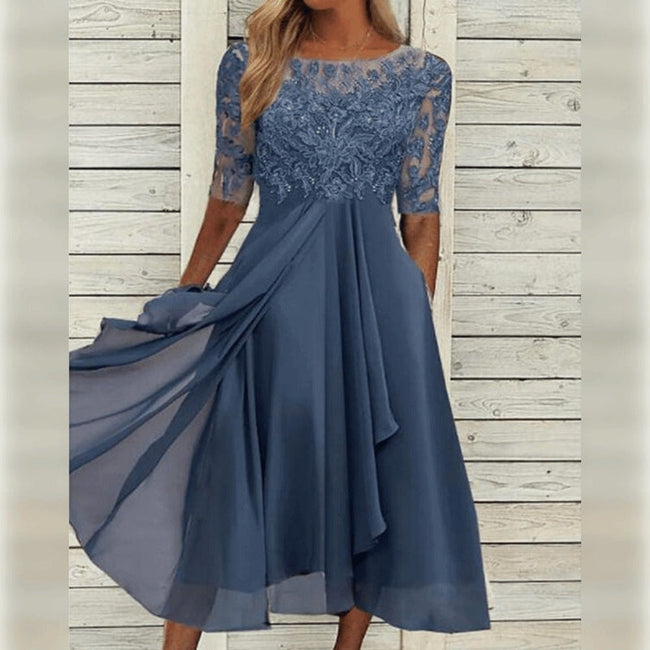 Fjorna | Women's Midi Dress White Size M Chiffon 0