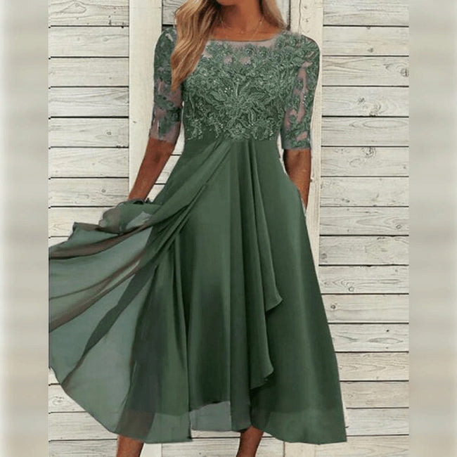 Fjorna | Women's Midi Dress White Size M Chiffon 1