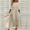Fjorna | Women's Midi Dress White Size M Chiffon 7