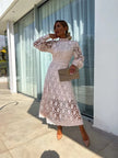 Fjorna | Women's Midi Dress White Size M Lace 0