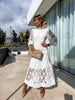 Fjorna | Women's Midi Dress White Size M Lace 2