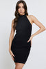 Fjorna | Women's Mini Dress Black Knit Bodycon 0
