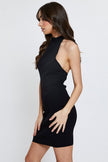 Fjorna | Women's Mini Dress Black Knit Bodycon 3