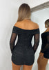 Fjorna | Women's Mini Dress Black Size XS Sparkle Mesh 5