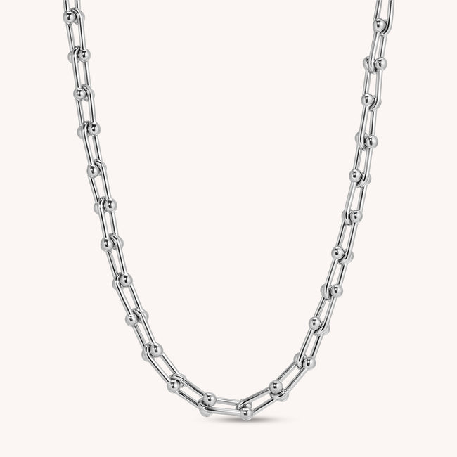 Fjorna | Women's Necklace 18 Inch Gold Chunky Bead Paperclip Chain Jewelry 0