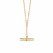 Fjorna | Women's Necklace Gold 18ct Plated T Bar Pendant Adjustable Chain 0