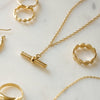 Fjorna | Women's Necklace Gold 18ct Plated T Bar Pendant Adjustable Chain 2