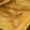 Fjorna | Women's Necklace Gold 18ct Plated T Bar Pendant Adjustable Chain 4