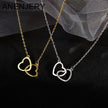 Fjorna | Women's Necklace Silver Stainless Steel Double Heart Design 2