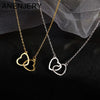Fjorna | Women's Necklace Silver Stainless Steel Double Heart Design 2