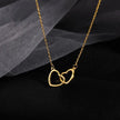 Fjorna | Women's Necklace Silver Stainless Steel Double Heart Design 3