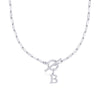 Fjorna | Women's Necklace Silver Stainless Steel Initial Pendant & Circle Lock Clasp 10