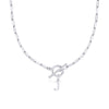 Fjorna | Women's Necklace Silver Stainless Steel Initial Pendant & Circle Lock Clasp 11