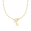Fjorna | Women's Necklace Silver Stainless Steel Initial Pendant & Circle Lock Clasp 12
