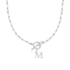 Fjorna | Women's Necklace Silver Stainless Steel Initial Pendant & Circle Lock Clasp 14
