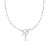 Fjorna | Women's Necklace Silver Stainless Steel Initial Pendant & Circle Lock Clasp 16