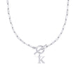 Fjorna | Women's Necklace Silver Stainless Steel Initial Pendant & Circle Lock Clasp 17