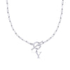 Fjorna | Women's Necklace Silver Stainless Steel Initial Pendant & Circle Lock Clasp 18