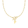 Fjorna | Women's Necklace Silver Stainless Steel Initial Pendant & Circle Lock Clasp 19