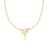 Fjorna | Women's Necklace Silver Stainless Steel Initial Pendant & Circle Lock Clasp 21