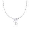 Fjorna | Women's Necklace Silver Stainless Steel Initial Pendant & Circle Lock Clasp 22