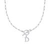 Fjorna | Women's Necklace Silver Stainless Steel Initial Pendant & Circle Lock Clasp 22