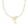 Fjorna | Women's Necklace Silver Stainless Steel Initial Pendant & Circle Lock Clasp 23