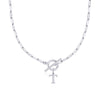 Fjorna | Women's Necklace Silver Stainless Steel Initial Pendant & Circle Lock Clasp 24