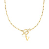 Fjorna | Women's Necklace Silver Stainless Steel Initial Pendant & Circle Lock Clasp 25