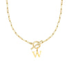 Fjorna | Women's Necklace Silver Stainless Steel Initial Pendant & Circle Lock Clasp 26