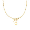 Fjorna | Women's Necklace Silver Stainless Steel Initial Pendant & Circle Lock Clasp 27