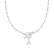 Fjorna | Women's Necklace Silver Stainless Steel Initial Pendant & Circle Lock Clasp 28