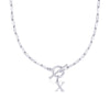 Fjorna | Women's Necklace Silver Stainless Steel Initial Pendant & Circle Lock Clasp 29