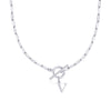 Fjorna | Women's Necklace Silver Stainless Steel Initial Pendant & Circle Lock Clasp 30