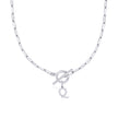 Fjorna | Women's Necklace Silver Stainless Steel Initial Pendant & Circle Lock Clasp 32