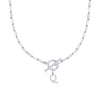 Fjorna | Women's Necklace Silver Stainless Steel Initial Pendant & Circle Lock Clasp 32