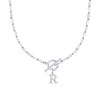 Fjorna | Women's Necklace Silver Stainless Steel Initial Pendant & Circle Lock Clasp 34